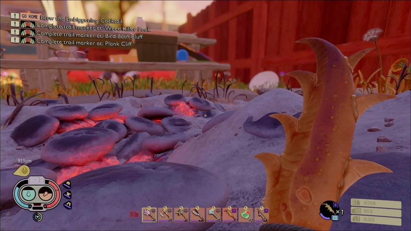 Grounded survivor tanking spider hits with god mode trainer active in backyard