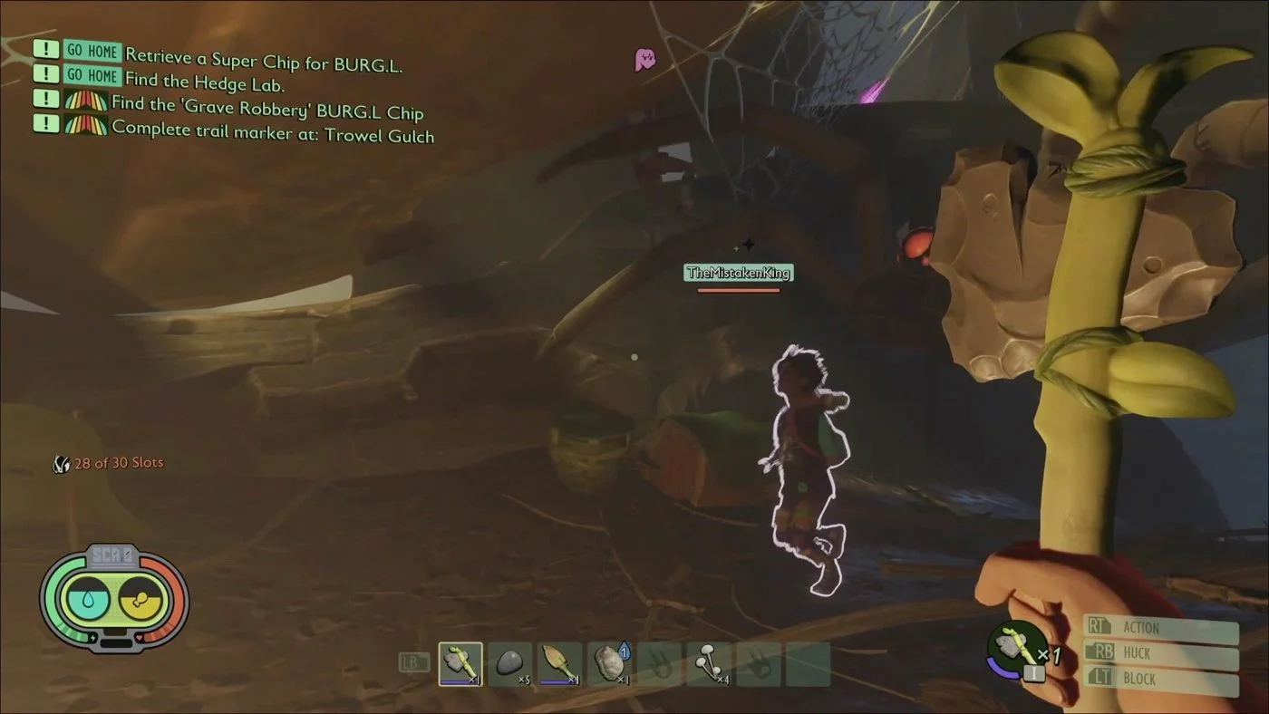 God mode trainer overlay in Grounded backyard survival